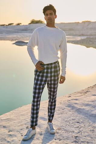 Dash and Dot Checked Victorian Buckle Pant