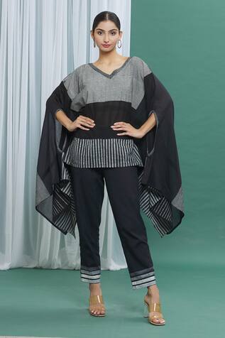 Silkwaves Hand Block Checkered Kaftan