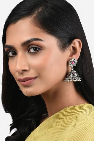 Ahaanya Agate Stone Embellished Jhumkas