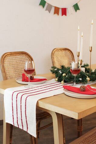 House This Merry Cotton Embroidered Runner