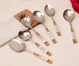 Elysian Home Mother Of Pearl Serving Spoons -Set of 6