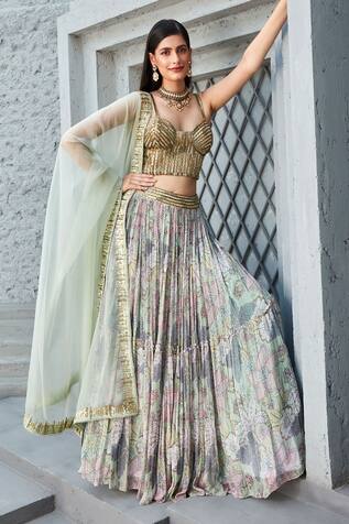 Ranian Printed Tiered Lehenga Set