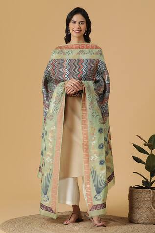 Shingora Jacquard Woven Geometric Pattern Dupatta