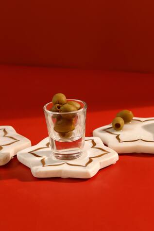 Elysian Home Lotus Marble Coasters (Set of 4)
