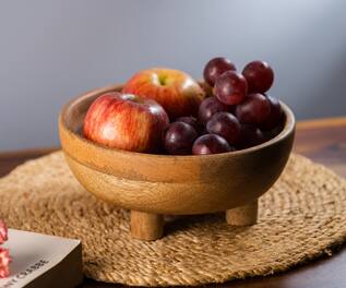 S.G. Home Rustic Footed Wooden Bowl 