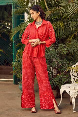 Twenty Nine Bandhani Pattern Peplum Shirt