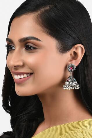 Ahaanya Floral Embellished Jhumkas
