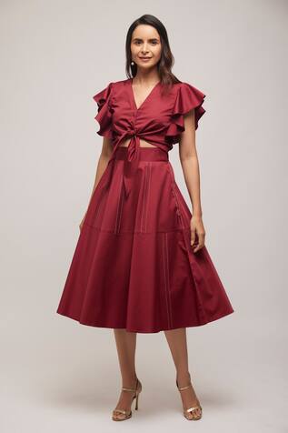 Escape By Aishwarya Cropped Cotton Satin Top