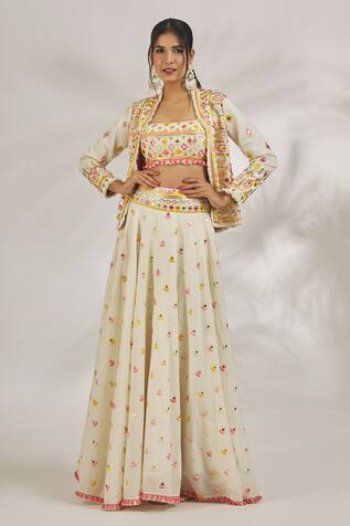 Gopi Vaid Saba Thread Motif Embroidered Lehenga & Blazer Set