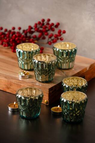 S.G. Home Spiked Glass Votives Hamper - Set of 6
