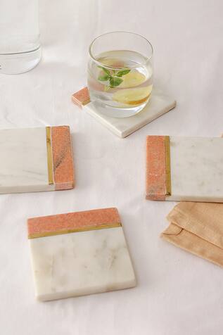 House This Coral Beach Coasters - Set of 4