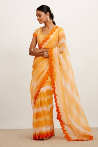 Devnaagri Tie Dye Saree With Embroidered Blouse