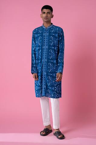 Siddhartha Bansal Mandarin Collar Printed Kurta Set