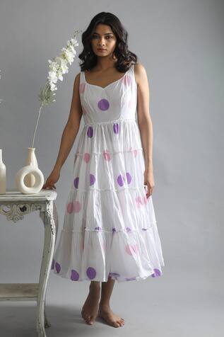 KHAT Tiered Polka Pattern Dress