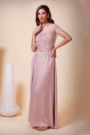 Saaj by Ankita Floral Embroidered Draped Gown