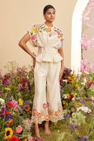 Chandrima Chanderi Floral Patch Work Top