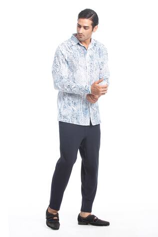 Rohit Gandhi + Rahul Khanna Tropical Pattern Print Cotton Shirt