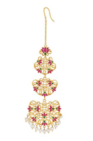 Zariin Enamel Lotus Maangtikka