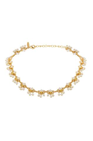 Zariin Enamelled Lotus Silk Collar Necklace