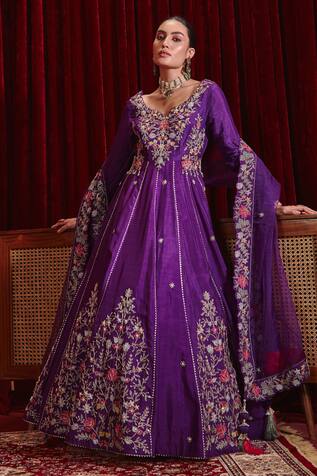 Ajiesh Oberoi Naira Embroidered Long Anarkali Set