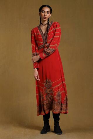 Ritu Kumar Paisley Print V Neck Dress