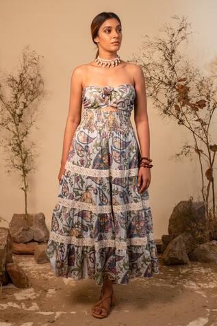 Label Reyya Floral Print Off-Shoulder Dress