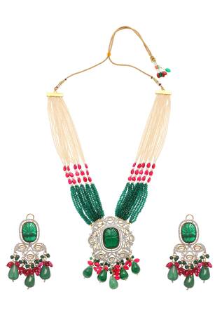 Minaki Vintage Embellished Long Necklace Set
