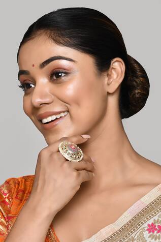 Nazaakat by Samara Singh Kundan Embellished & Enamelled Ring