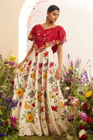 Chandrima Floral Applique Embroidered Lehenga