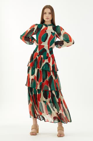 KoAi Abstract Pattern Frill Dress