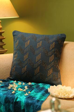 Amoli Concepts Hand Beaded Chevron Pattern Cushion Cover
