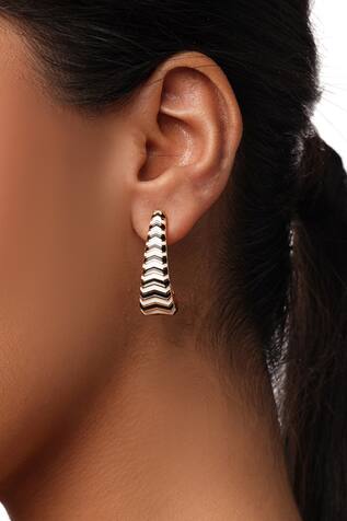 Isharya Chevron Oblong Enamel Hoops