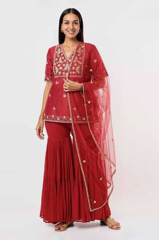 Mehak Murpana Floral Embroidered Kurta Sharara Set