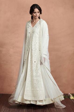 Aashima Behl Floral Thread Embroidered Jacket Kurta Set