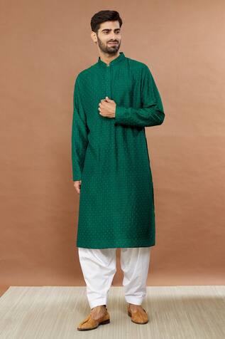 Aham-Vayam French Knot Embroidered Kurta Patiala Set