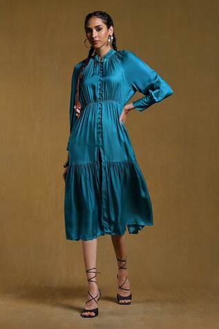 Ritu Kumar Satin Tiered Dress