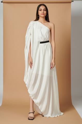 Vedika M Draped Hand Brush Painted Dress