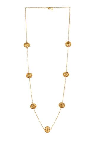 Zariin Enamelled Lotus Globe Long Necklace