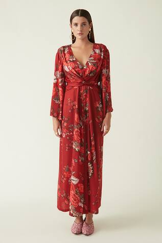 Payal Pratap Abong Rosette Bloom Print Dress