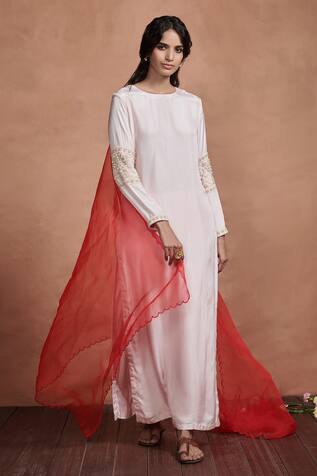 Aashima Behl Pearl Embroidered Sleeves Silk Kurta Set
