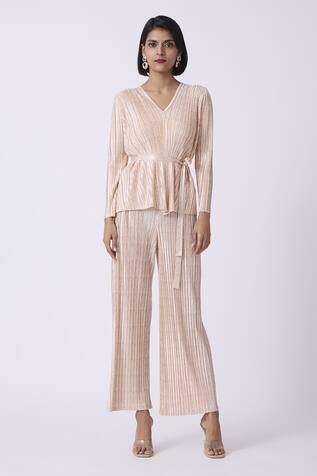 Scarlet Sage Pleated Top & Pant Set