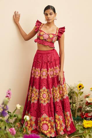 Chandrima Blooming Flower Embroidered Lehenga