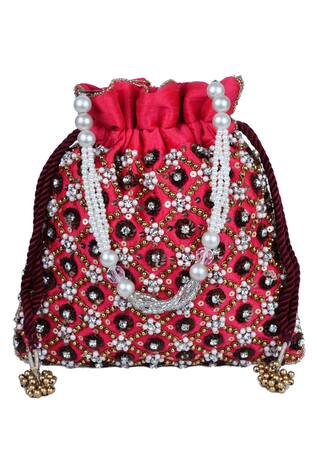 Nayaab by Sonia Criss-Cross Punch Embroidered Potli Bag