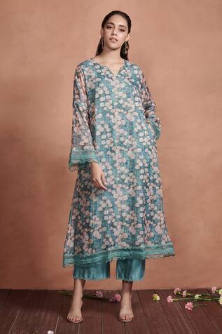 Aashima Behl Floral Print Kurta & Palazzo Set
