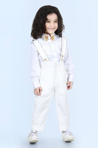 The Little Celebs Pintuck Shirt & Suspender Pant Set