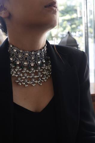 Phiroza Yasmin Victorian Polki Pearls Necklace