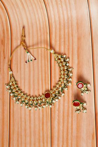 Nayaab by Aleezeh Kundan Encrusted Necklace & Earrings Set