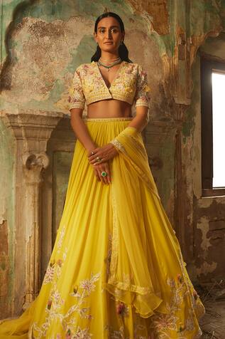Ridhi Mehra Aftaab Flower Vine Embroidered Lehenga Set