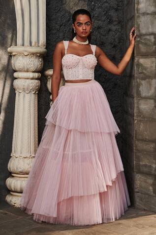 SAANJH BY LEA Layered Pleated Lehenga