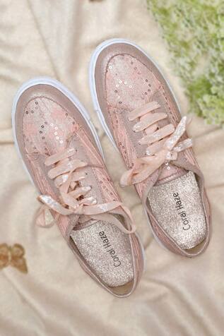 Coral Haze Valencia Lace Panel Wedding Sneakers